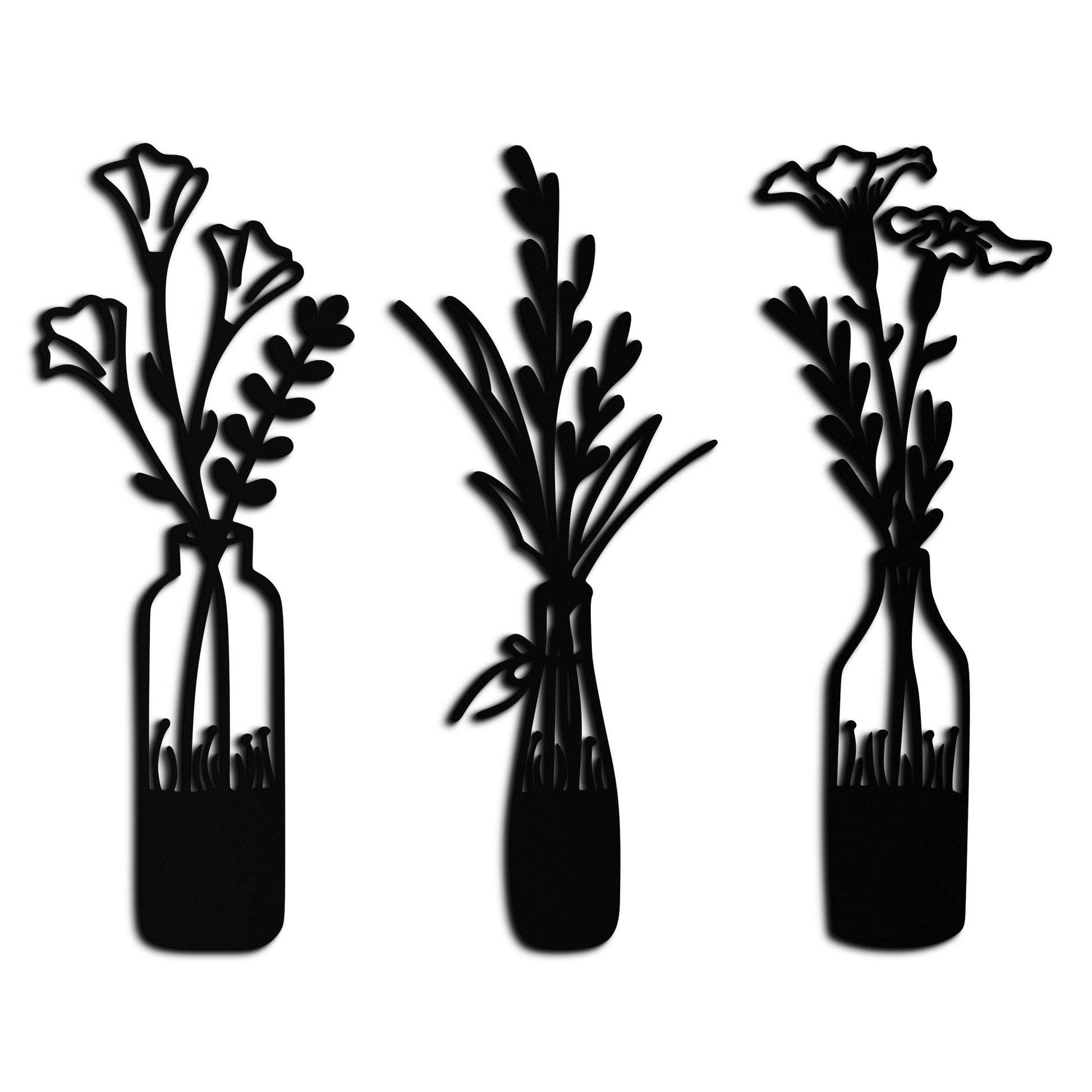 Rustic Floral Bottle Metal Wall Art - Elegant Vase & Flower Steel Decor - KAF142 - Tampa Home & Garden Store