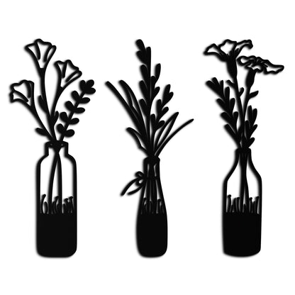 Rustic Floral Bottle Metal Wall Art - Elegant Vase & Flower Steel Decor - KAF142 - Tampa Home & Garden Store