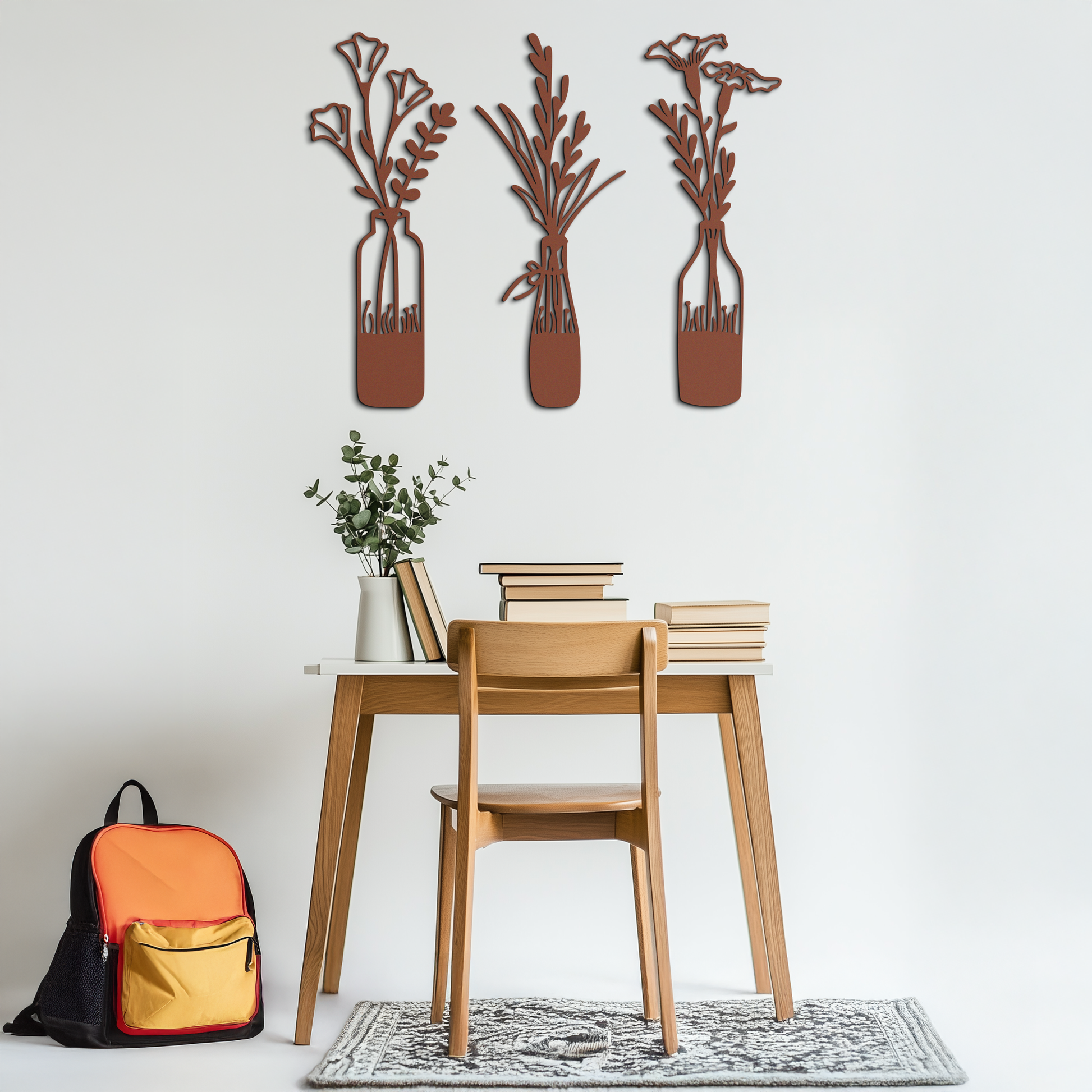 Rustic Floral Bottle Metal Wall Art - Elegant Vase & Flower Steel Decor - KAF142 - Tampa Home & Garden Store