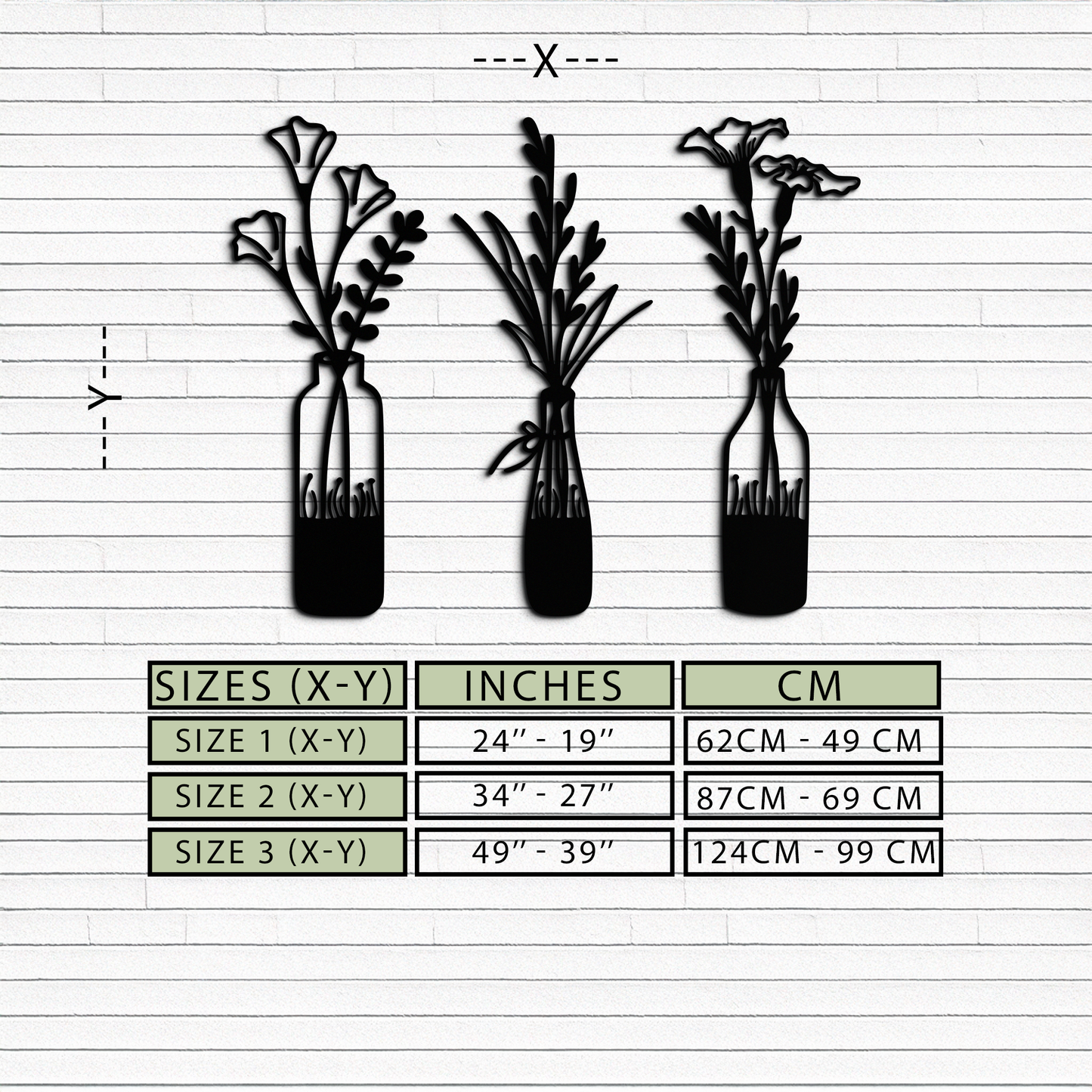 Rustic Floral Bottle Metal Wall Art - Elegant Vase & Flower Steel Decor - KAF142 - Tampa Home & Garden Store