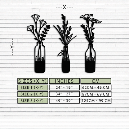 Rustic Floral Bottle Metal Wall Art - Elegant Vase & Flower Steel Decor - KAF142 - Tampa Home & Garden Store