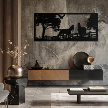 Rustic Horse Farm Metal Wall Art - Steel Wall Decor for Home and Barn - KAF036 - Tampa Home & Garden Store