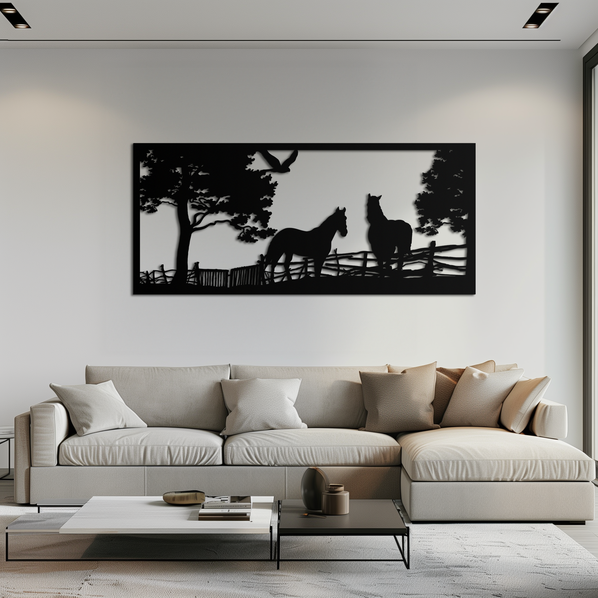 Rustic Horse Farm Metal Wall Art - Steel Wall Decor for Home and Barn - KAF036 - Tampa Home & Garden Store