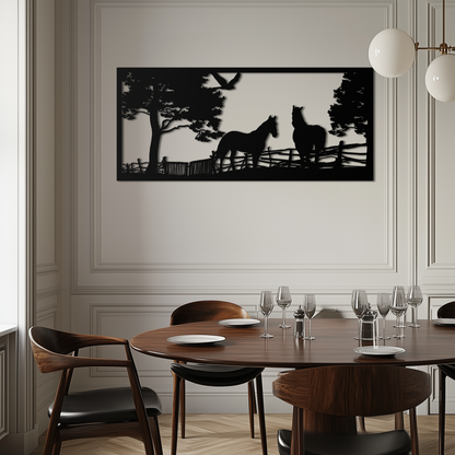 Rustic Horse Farm Metal Wall Art - Steel Wall Decor for Home and Barn - KAF036 - Tampa Home & Garden Store