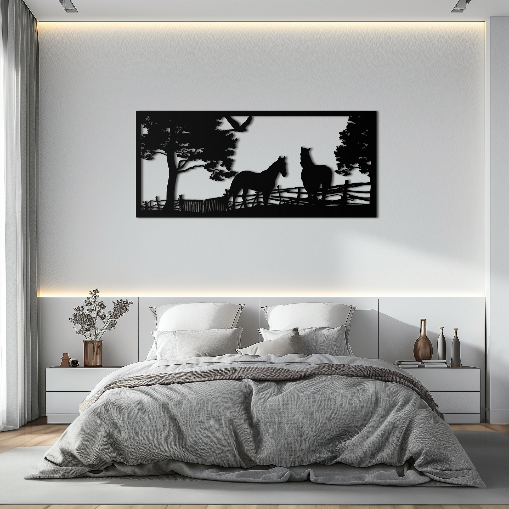 Rustic Horse Farm Metal Wall Art - Steel Wall Decor for Home and Barn - KAF036 - Tampa Home & Garden Store