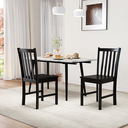 Rustic Dining Chairs Set of 2 Wooden Kitchen Chairs with Slat Tilt Backrest
