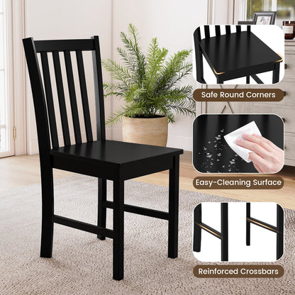Rustic Dining Chairs Set of 2 Wooden Kitchen Chairs with Slat Tilt Backrest