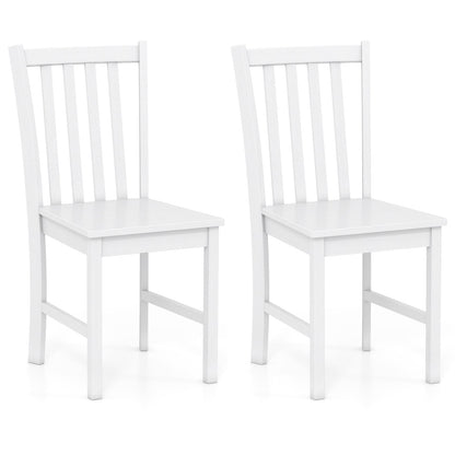 Rustic Dining Chairs Set of 2 Wooden Kitchen Chairs with Slat Tilt Backrest