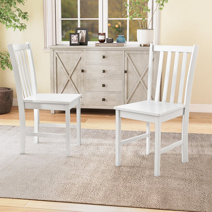 Rustic Dining Chairs Set of 2 Wooden Kitchen Chairs with Slat Tilt Backrest