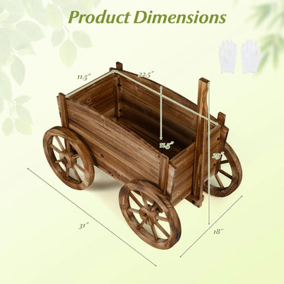 Rustic Rolling Flower Pot Stand with Wheels