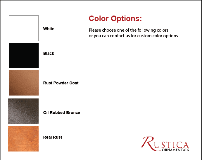 Outdoor metal privacy screen panel Wattle Twig by Rustica; color swatches White Black Real Rust on Tampa Home & Garden Store