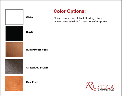 Outdoor metal privacy screen panel Wattle Twig by Rustica; color swatches White Black Real Rust on Tampa Home & Garden Store