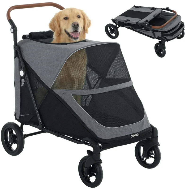 Dog stroller for large dogs up to 66 lbs with 8-position handle gray/black mesh Furr Baby Gifts on Tampa Home & Garden Store