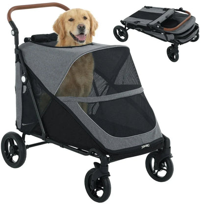 Dog stroller for large dogs up to 66 lbs with 8-position handle gray/black mesh Furr Baby Gifts on Tampa Home & Garden Store