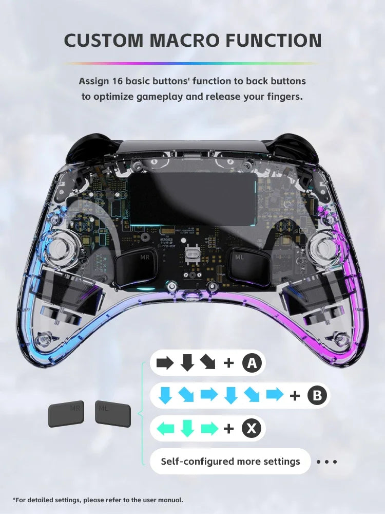 DATA FROG transparent wireless gamepad with RGB LED and audio jack for Switch OLED PC Steam Deck on Tampa Home & Garden Store