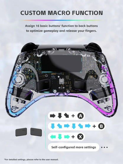 DATA FROG transparent wireless gamepad with RGB LED and audio jack for Switch OLED PC Steam Deck on Tampa Home & Garden Store