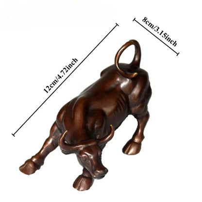 Brass ox bull figurine 12cm charging stock market bull Perfecsy desk Feng Shui decor on Tampa Home & Garden Store