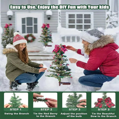 Perfecsy solar cedar Christmas Tree light decoration for outdoors with bow and berries on Tampa Home & Garden Store