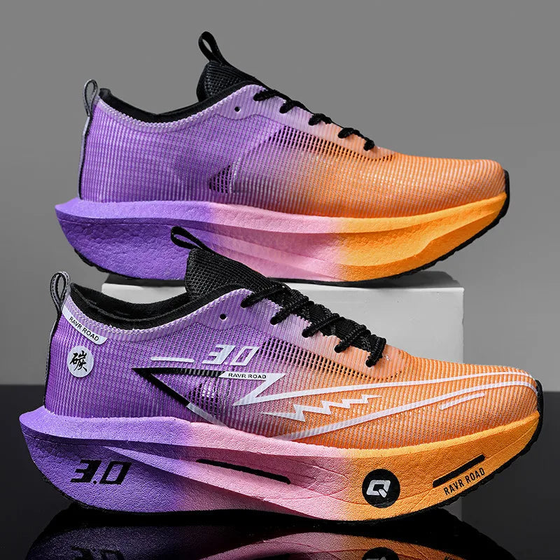 Men's training sneakers with gradient purple–orange mesh upper and cushioned midsole (2) on Tampa Home & Garden Store