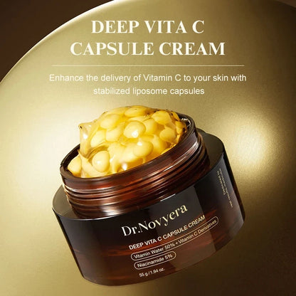 Dr.Novvera Deep Vita C Capsule Cream amber jar with yellow vitamin C capsules on Tampa Home & Garden Store