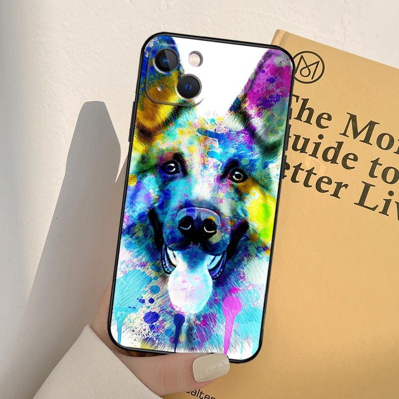 Stevvex Cartoon German Shepherd iPhone case with multicolor watercolor print, clear back cover on Tampa Home & Garden Store
