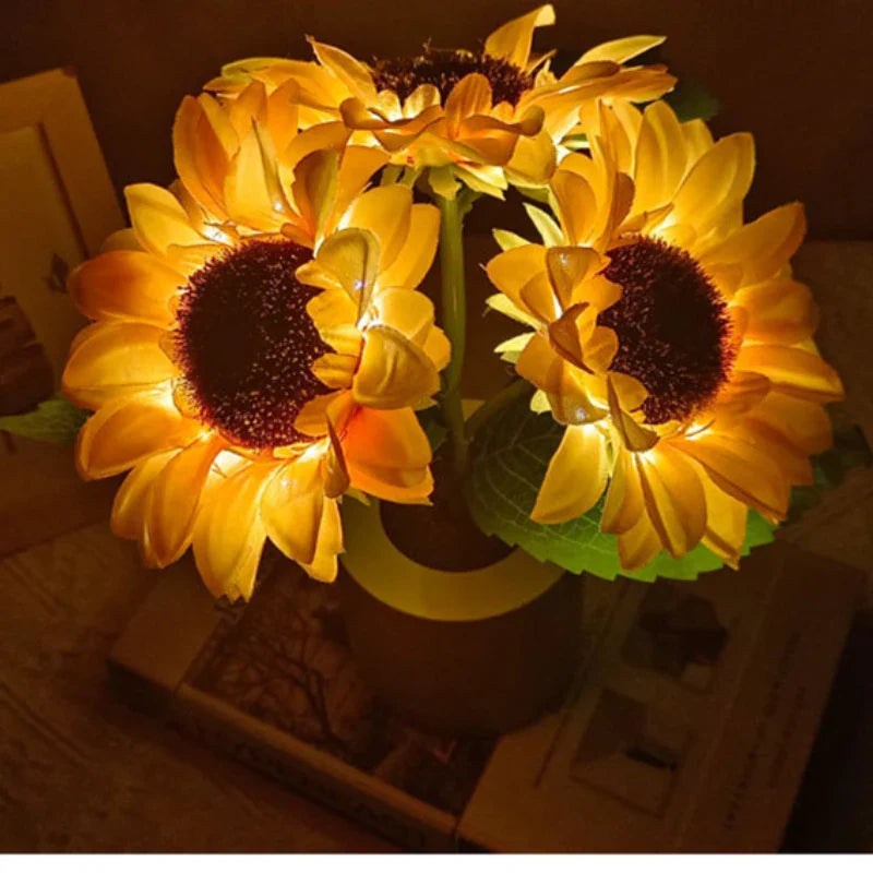 Sunflower LED Night Light USB Rechargeable Bedside Table Lamp Kids Room Decor