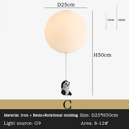 DecorBites Kids Bear LED chandelier with panda pendant, 25 cm globe, 50 cm height on Tampa Home & Garden Store