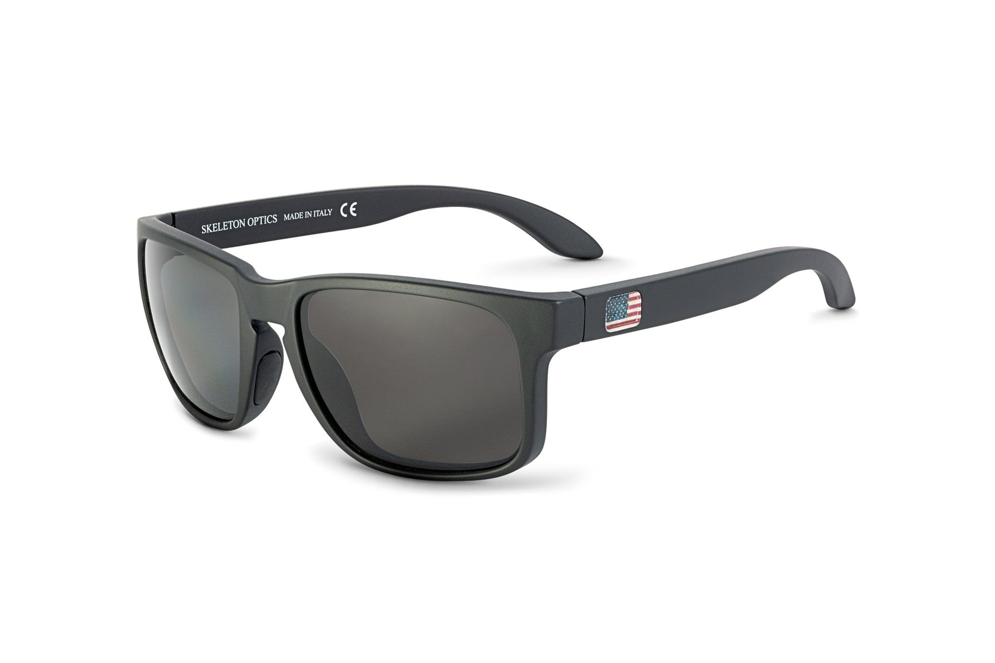 Decoy Patriot sunglasses, Skeleton Optics, matte gray frame with lenses and USA flag on Tampa Home & Garden Store