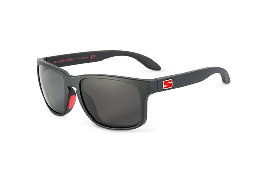 Decoy Sunglasses Red Edition, gray frame with red S-logo on temple on Tampa Home & Garden Store