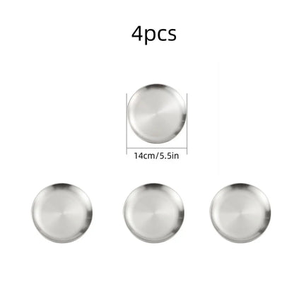 Stainless steel round plates 14cm (4pcs) by Perfecsy for Korean BBQ on Tampa Home & Garden Store