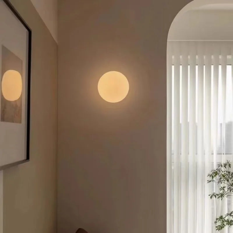 Glass Ball Wall Sconce LED Bedroom Bedside Living Room Bathroom Minimalist Light