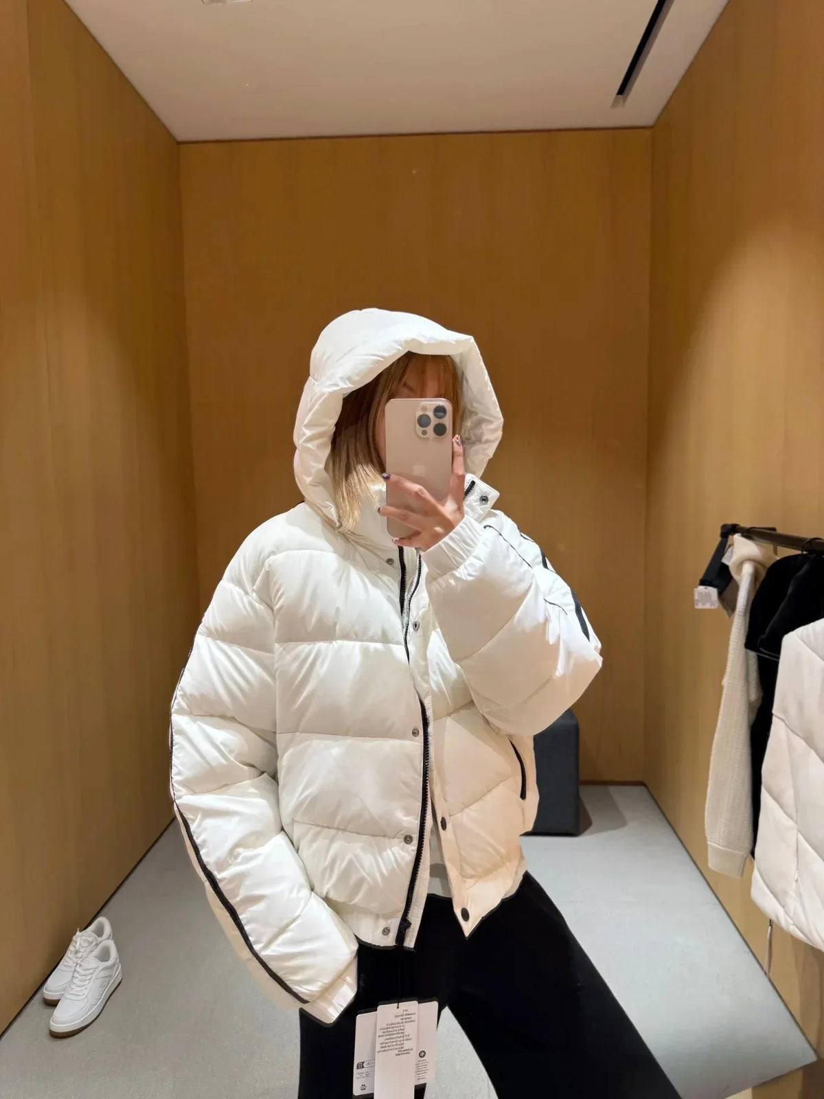 UpTrend Deals white hooded puffer jacket for women, thick warm padded coat on Tampa Home & Garden Store