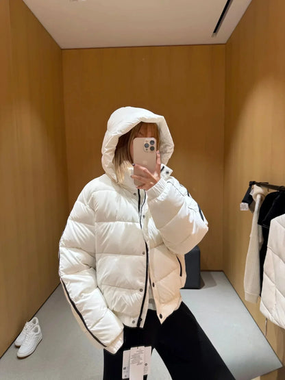 UpTrend Deals white hooded puffer jacket for women, thick warm padded coat on Tampa Home & Garden Store