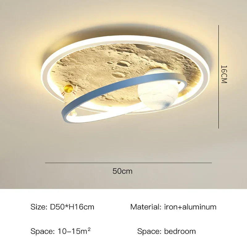 DecorBites Kids Moon Astronaut LED ceiling light with blue ring for eye care bedroom on Tampa Home & Garden Store