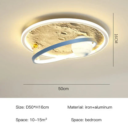 DecorBites Kids Moon Astronaut LED ceiling light with blue ring for eye care bedroom on Tampa Home & Garden Store