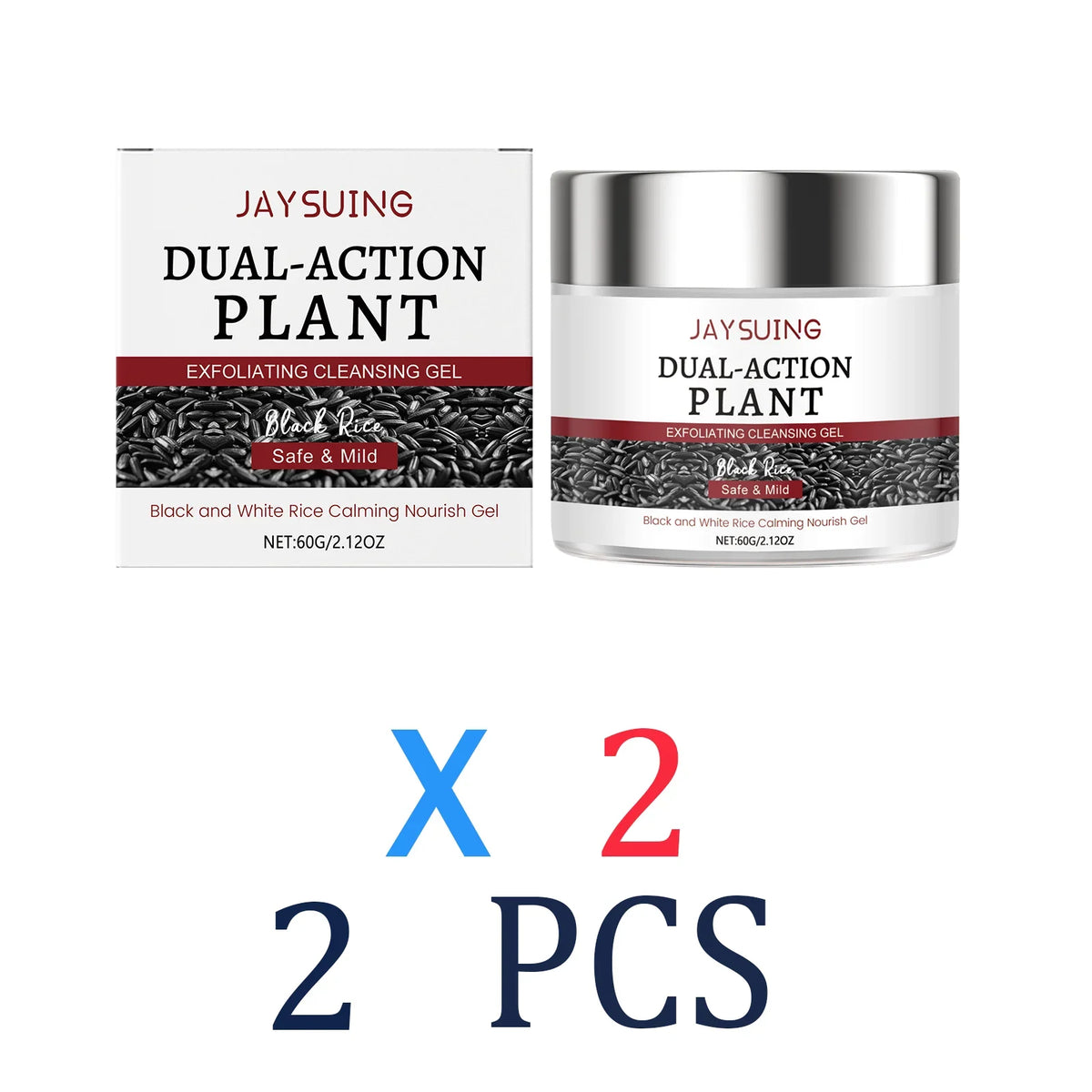 JaySuing Dual-Action Plant Exfoliating Cleansing Gel with Black Rice, 60g box and jar on Tampa Home & Garden Store