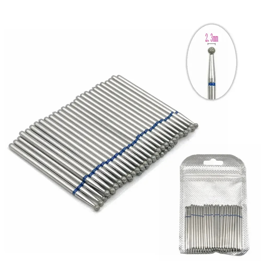 Silcy Skin 50pc diamond nail drill bit set for manicure silver bits with blue band in pouch on Tampa Home & Garden Store