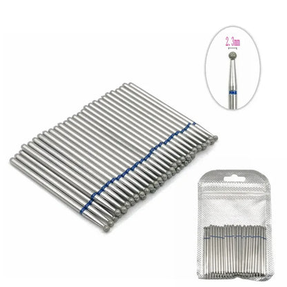 Silcy Skin 50pc diamond nail drill bit set for manicure silver bits with blue band in pouch on Tampa Home & Garden Store