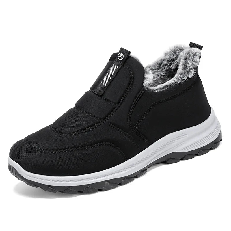 Women's Winter Snow Boots UpTrend Deals black warm slip-on with faux fur lining and non-slip sole on Tampa Home & Garden Store
