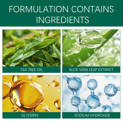 YURHERSU Foot Care by Silcy Skin ingredients collage: tea tree oil, aloe vera extract on Tampa Home & Garden Store