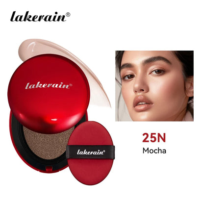 Lakerain cushion foundation compact in red case with sponge puff, shade 25N Mocha on Tampa Home & Garden Store