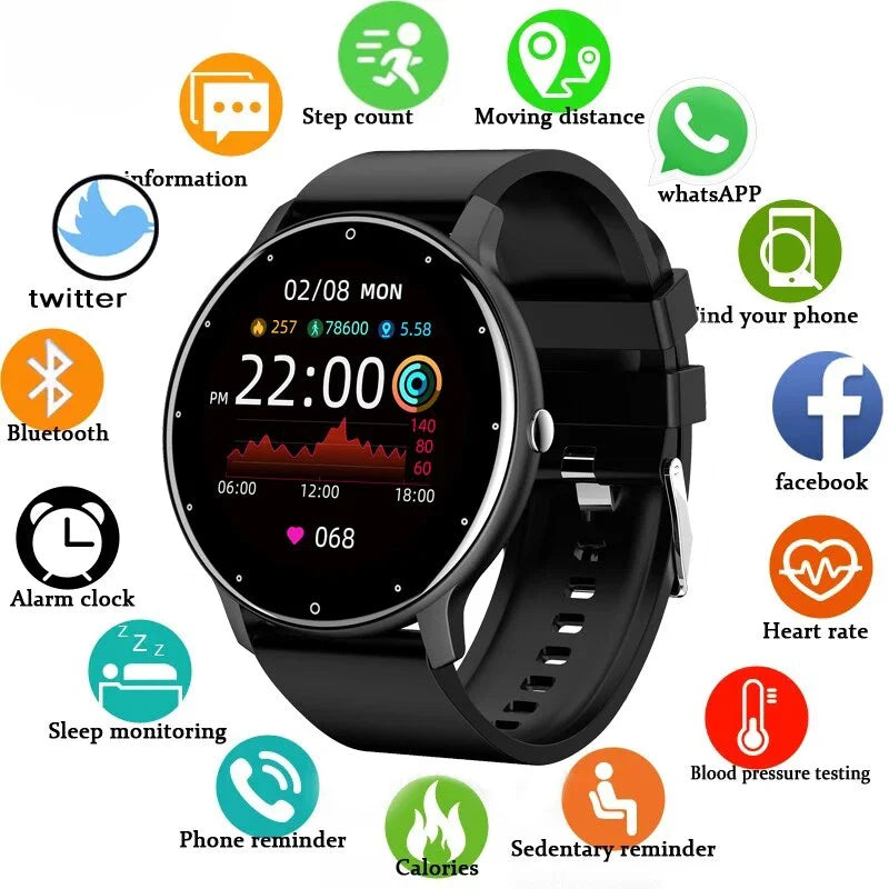 UpTrend Deals smart watch Bluetooth Call round full-touch screen Heart Rate Monitor black strap on Tampa Home & Garden Store