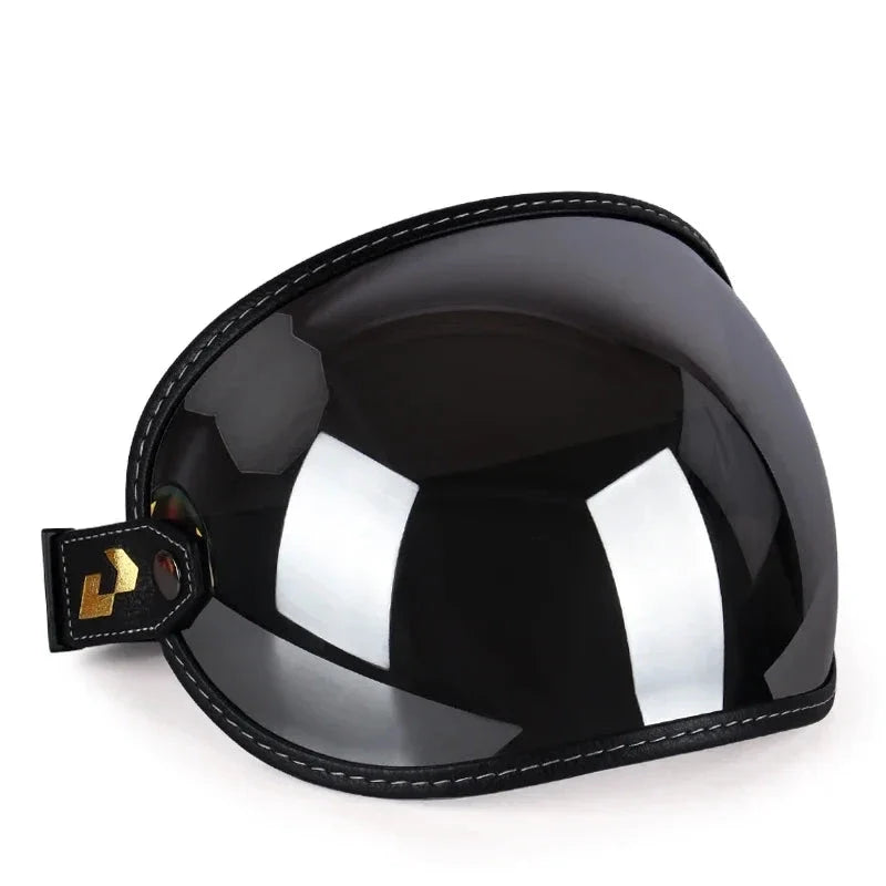 AeroShield Motorcycle Goggles by BikerZoneZ, black reflective shell with white stitched edge and strap logo on Tampa Home & Garden Store