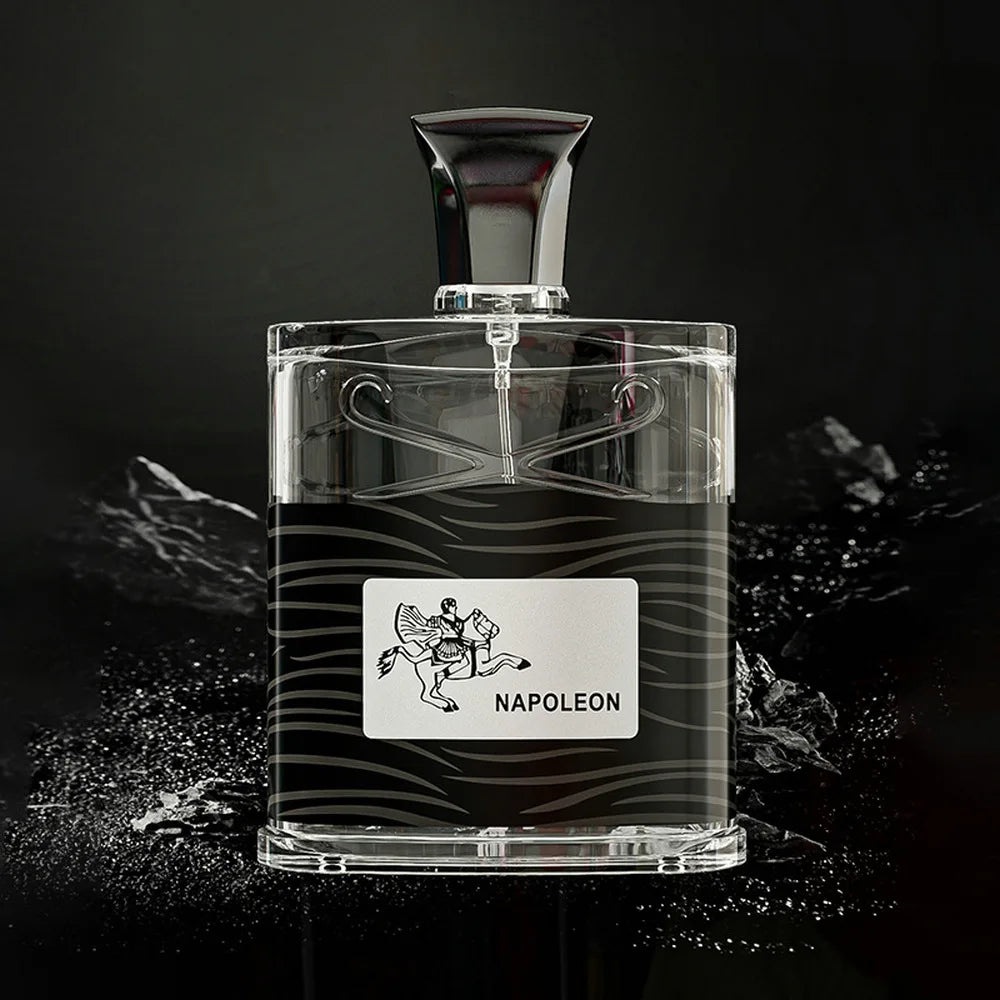 Napoleon perfume bottle with zebra-pattern black glass and silver cap on Tampa Home & Garden Store