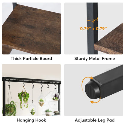 5 Tier Indoor Plant Stand With Shelves And Hooks