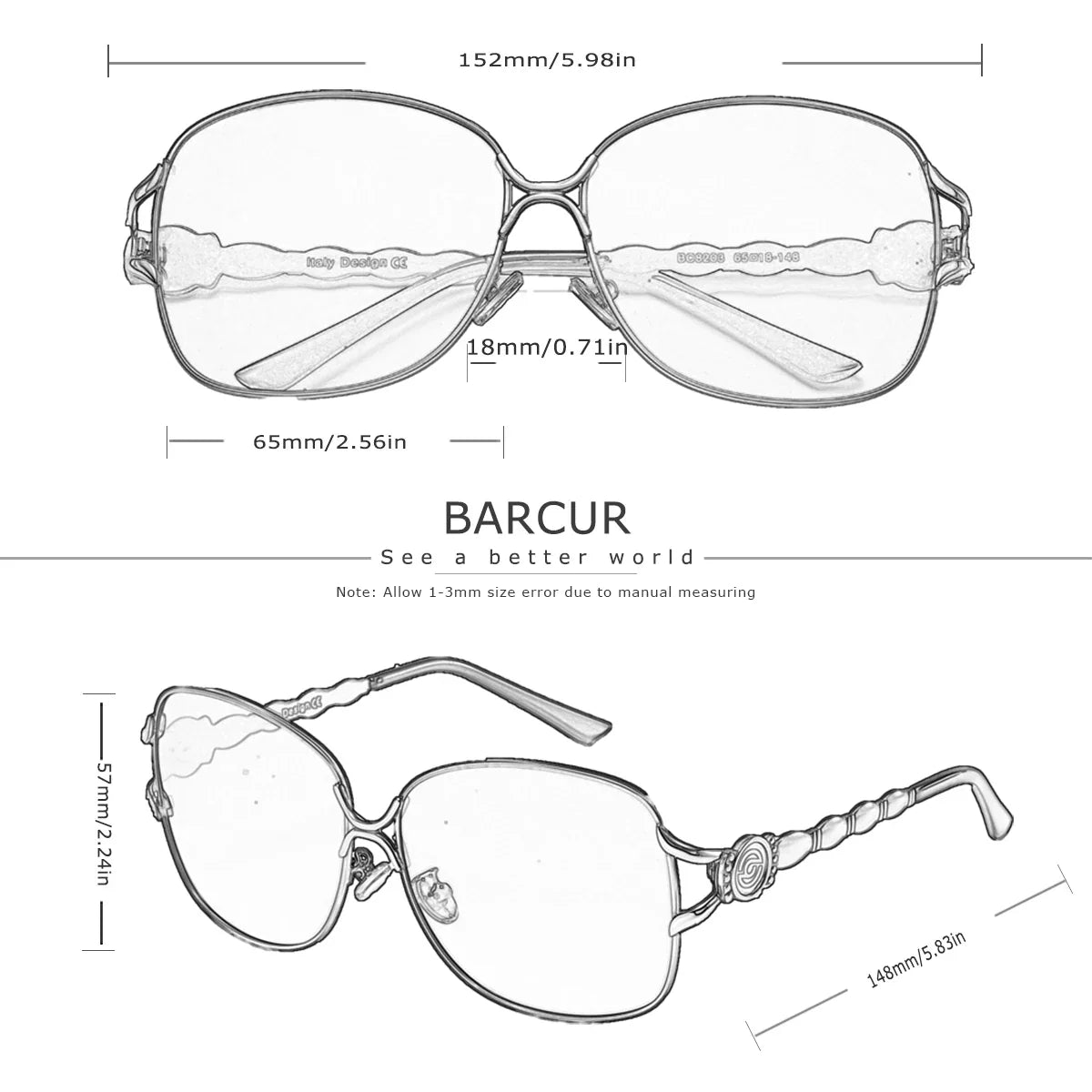BARCUR oversized elliptical polarized sunglasses with black frame and mirrored UV400 lenses on Tampa Home & Garden Store