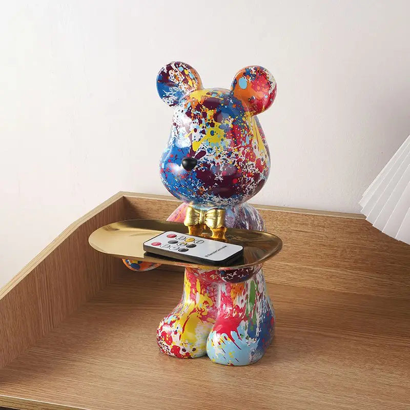 26cm graffiti abstract resin standing bear statue with splatter finish storage Perfecsy on Tampa Home & Garden Store