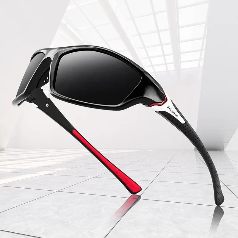 BikerZoneZ polarized sunglasses black frame with red temple accents UV400 sport eyewear on Tampa Home & Garden Store