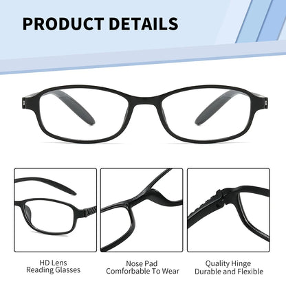 BARCUR Original Presbyopia Eyeglasses Stevvex, black plastic frame with mirror legs, lenses on Tampa Home & Garden Store