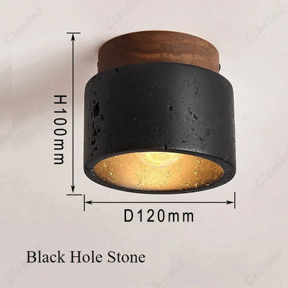 Perfecsy LED ceiling lamp, Black Hole Stone, black exterior, warm interior, 120x100mm on Tampa Home & Garden Store